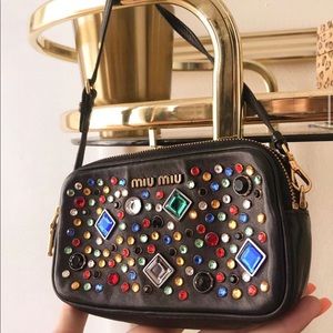 ISO: miu miu stone crystal double zip black bag